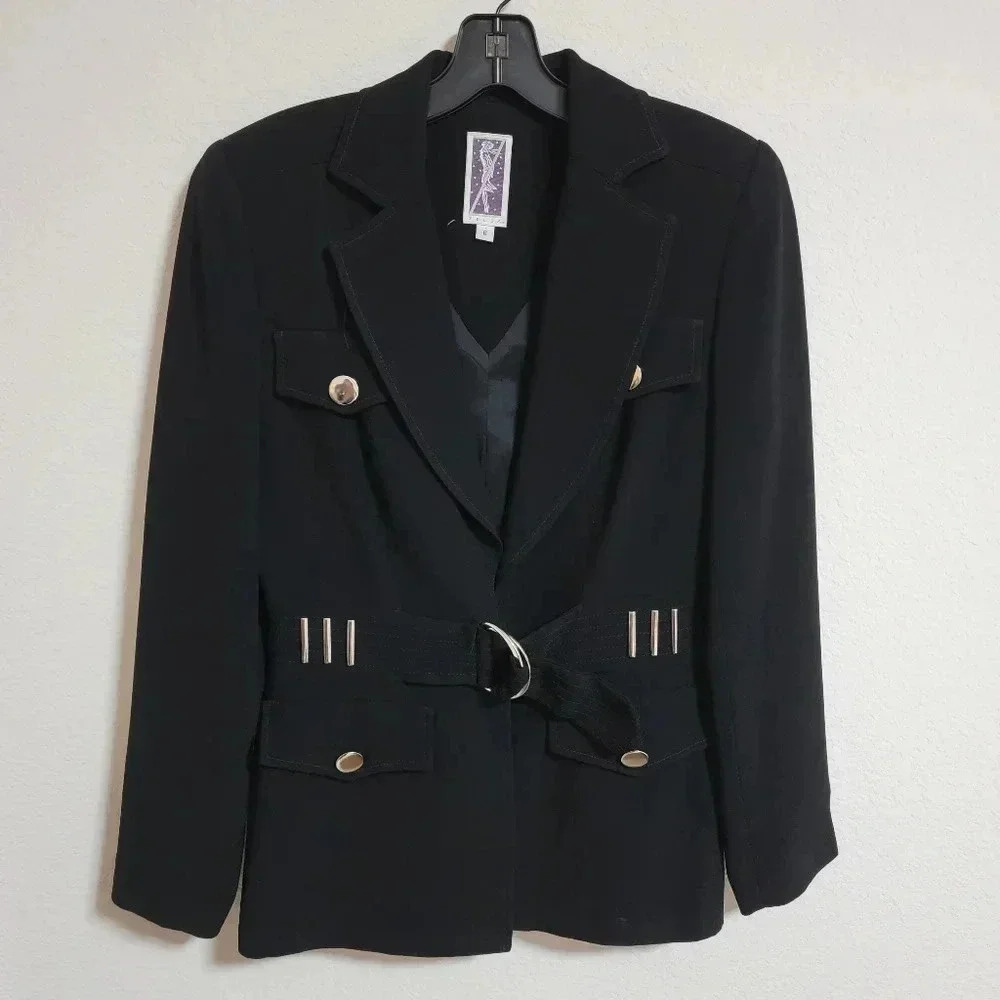 Zelda Vintage Black Belted Front Jacket